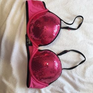 36 B pink sequin push up bra